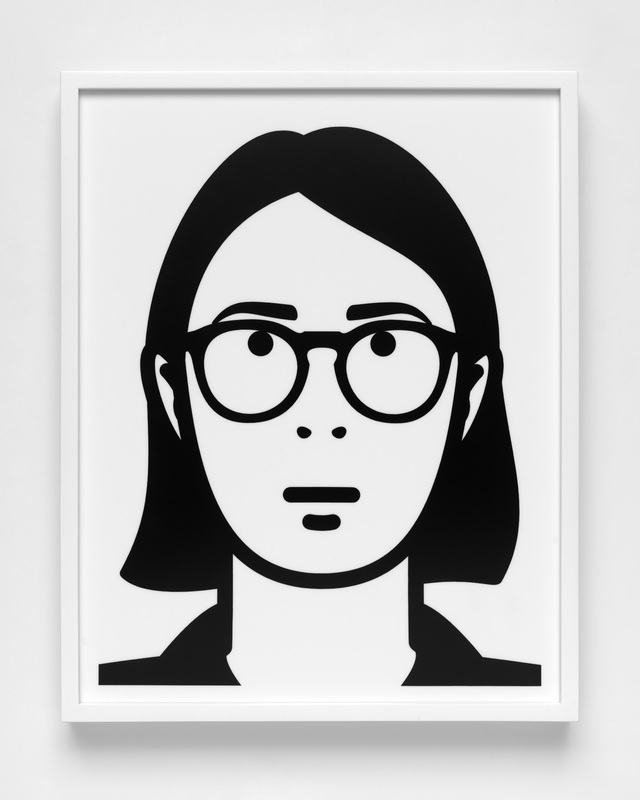 Julian Opie - Alyssa (aus der Serie Everyone), 2023, vinyl portrait on white acrylic panels,