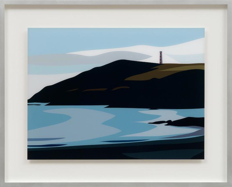 Julian Opie - Cornish Coast 1 - Gribbin Head, 2017, digital print float mounted onto glass