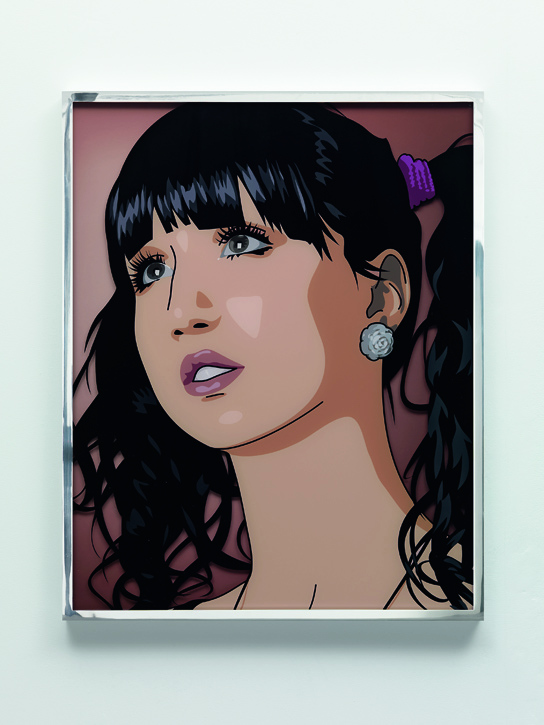 Julian Opie - Elena and Cressie get ready for the party 5, 2011, Silkscreen on perspex and inkjet print on paper