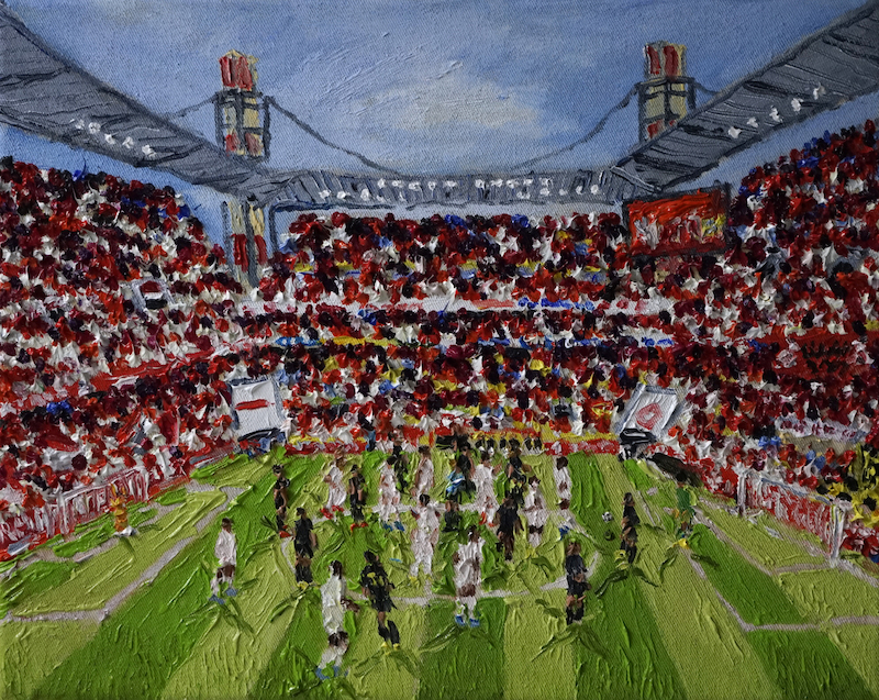 Katharina Gierlach - FC Köln - Borussia Dortmund, 2019, Oil on canvas