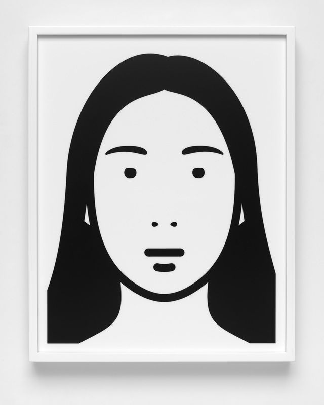 Julian Opie - Hyejun (aus der Serie Everyone), 2023, vinyl portrait on white acrylic panels,