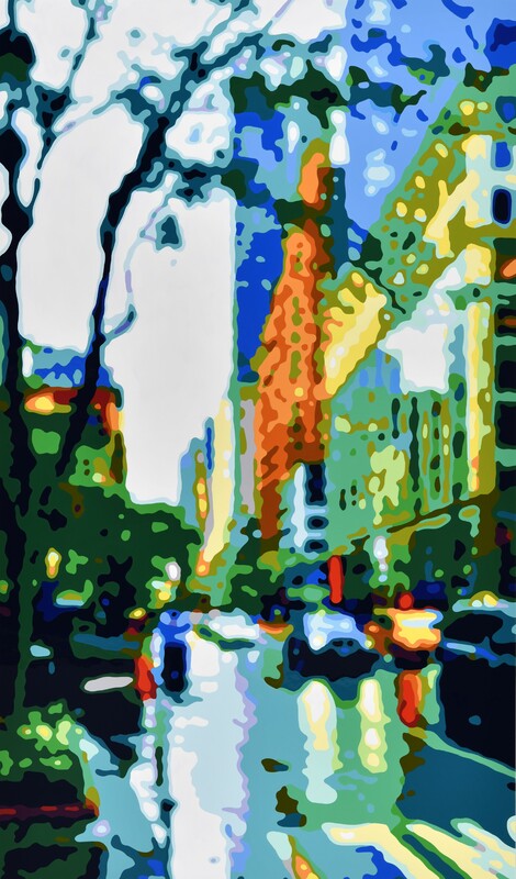 Konrad Winter - Manhattan 6th Avenue, 2024, Autolack auf Aluminium, manuelle Malerei