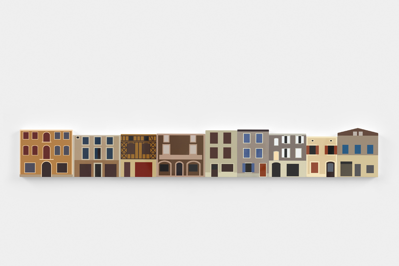 Julian Opie - Small French Village, 2021, wall mounted MDF reliefs
