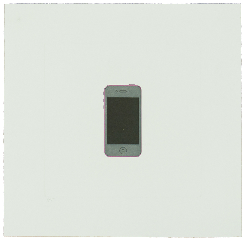 Michael Craig-Martin - The Catalan Suite II - iPhone, 2013, etching on Guarro Biblos paper
