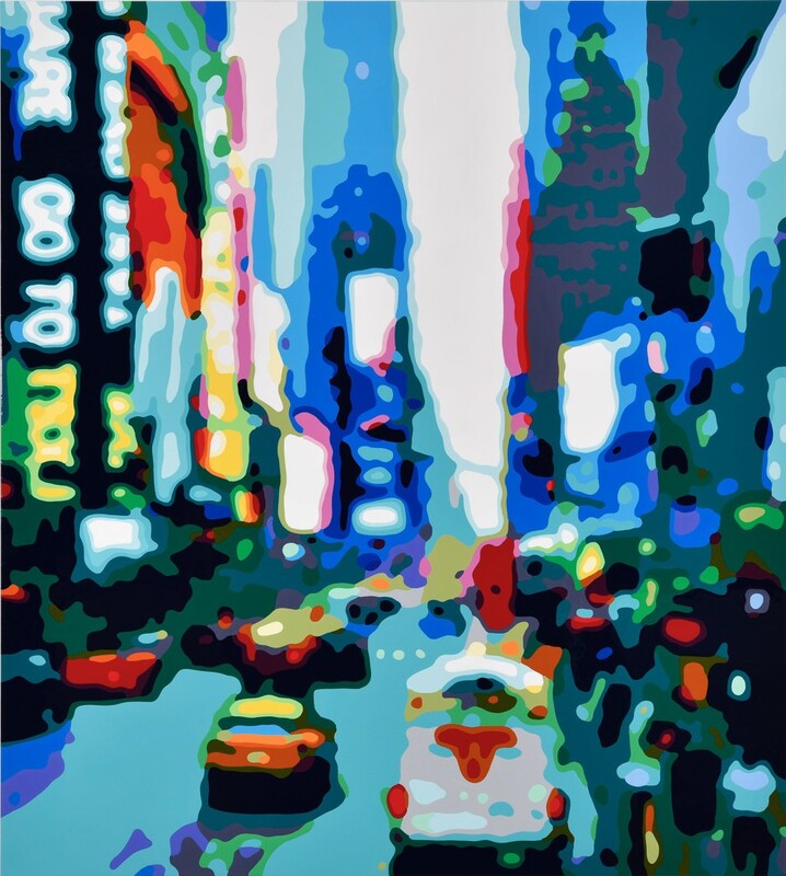 Konrad Winter - Times Square 2, 2025, Autolack auf Aluminium, manuelle Malerei