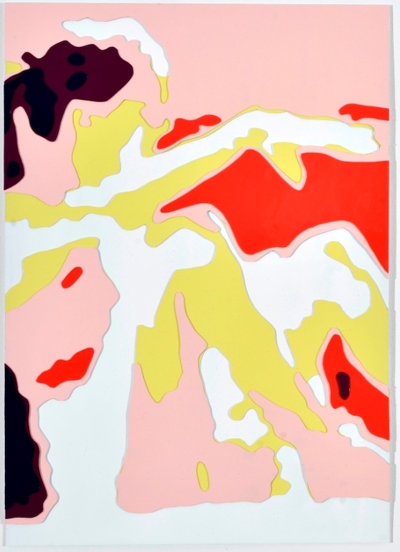 Konrad Winter - Vor dem Museum, 2020, automobile paint on paper / collage
