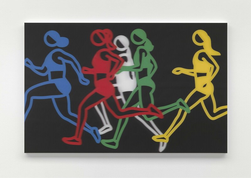 Julian Opie - Women Sprinters 2, 2025, lenticular acrylic panels mounted onto white acrylic