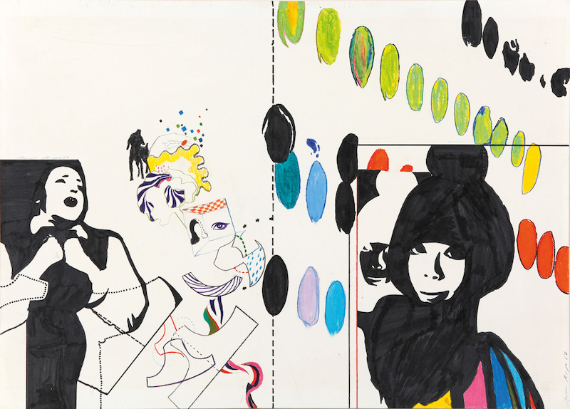 Werner Berges - Sänger, 1967, oil chalk, colored pencil, felt pen, ink on paper