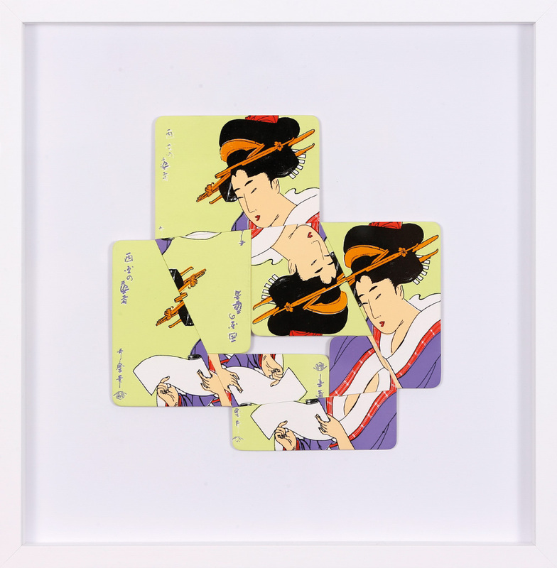 Albrecht Wild - Ukiyo-e XLIXIXX (Utamaro 32_1), 2023, cardboard collage (workgroup beermats)