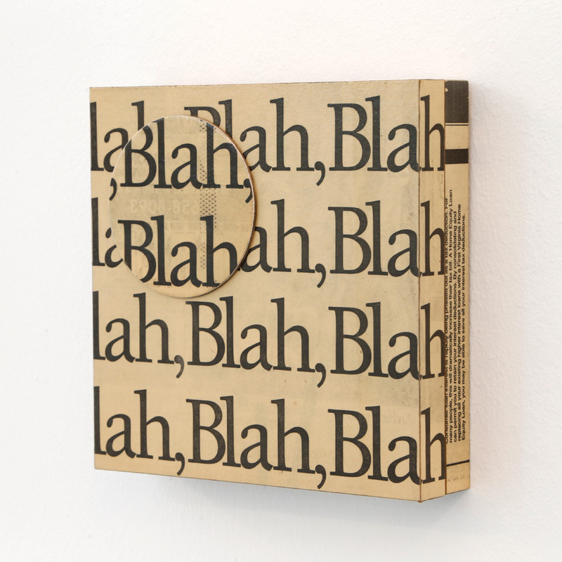 Petra Scheibe Teplitz - Blah, blah, blah, 1988, Papier auf Holzkörper, Lack