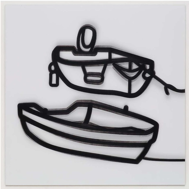 Julian Opie - Nature 2 - Boats 2, 2015, 3 D Lenticular gerahmt nach Entwurf des Künstlers