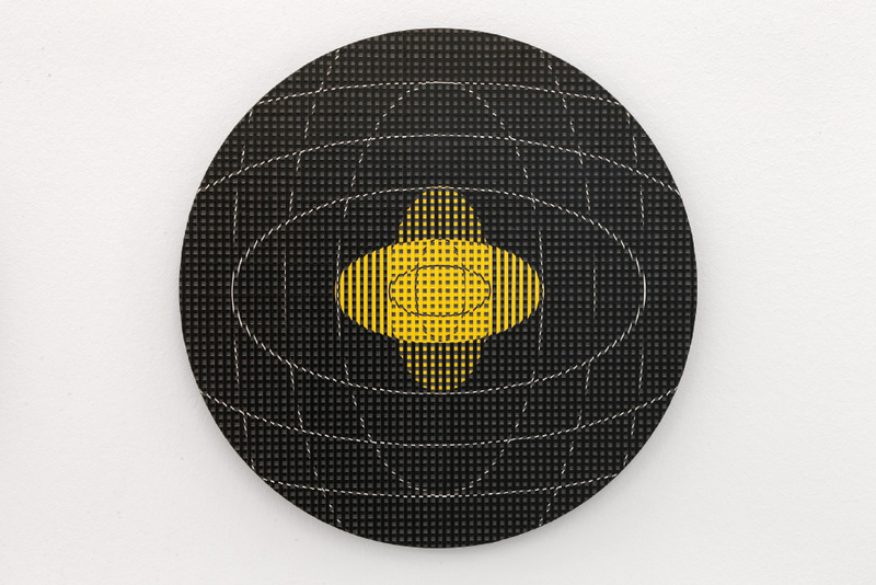 Petra Scheibe Teplitz - o. T., 2025, target paper on wood, acrylic paint, varnish