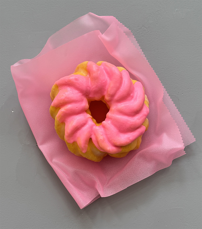 Peter Anton - Pink French Cruller, 2025, mixed media