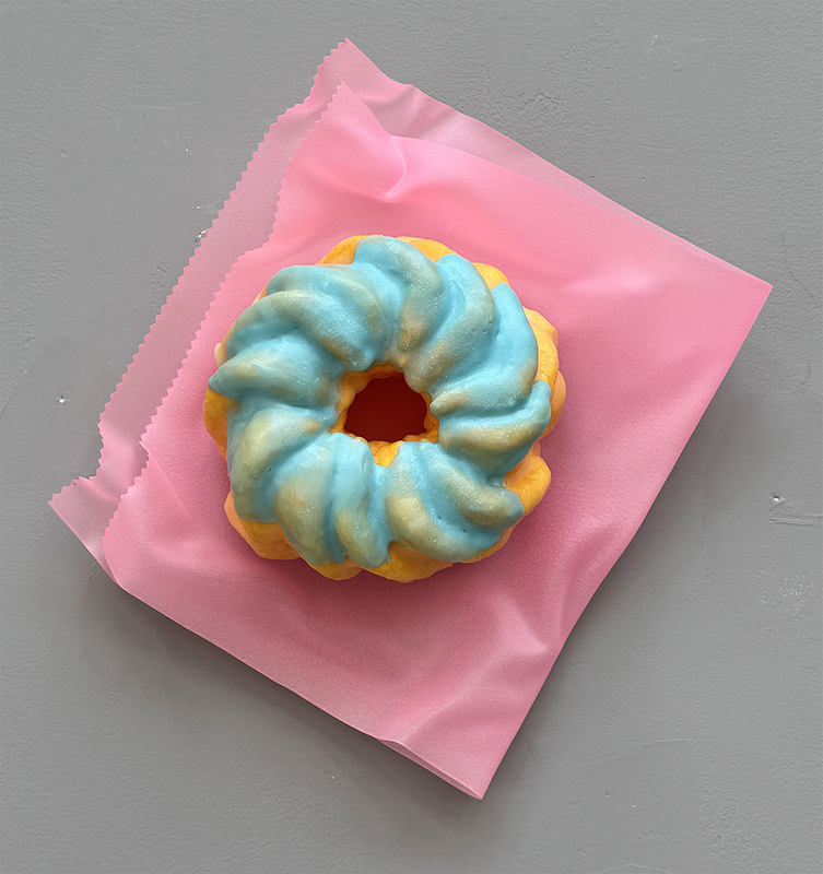 Peter Anton - Blue French Cruller, 2025, mixed media