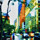 Konrad Winter - Manhattan 6th Avenue, 2024, Autolack auf Aluminium, manuelle Malerei