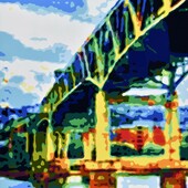 Konrad Winter - Marquam-Bridge Portland, 2024, Autolack auf Aluminium, manuelle Malerei