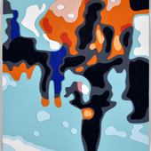 Konrad Winter - Sixth Avenue - Umbrella, 2024, automobile paint on paper / collage