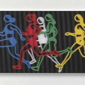 Julian Opie - Women Sprinters 2, 2025, lenticular acrylic panels mounted onto white acrylic