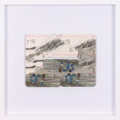 Albrecht Wild - Ukiyo-e XLIXIXIV (Hiroshige 5_1), 2022, collage (workgroup beermats)