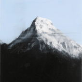 JKB Fletcher - Landmass / Peak black, white, blue, 2025, Oil on canvas