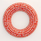 Petra Scheibe Teplitz - Cross your fingers, 2004/2026, Styrofoam ring,cardboard, wachs