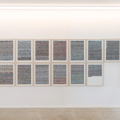 Petra Scheibe Teplitz - Das Örtliche, 2022-24, collage on museum board, telephone book, 17 parts