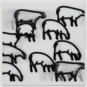 Julian Opie - Nature 2 - Sheep, 2015, 3 D Lenticular gerahmt nach Entwurf des Künstlers